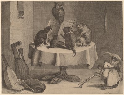 Het concert van de kat door David Teniers the Younger